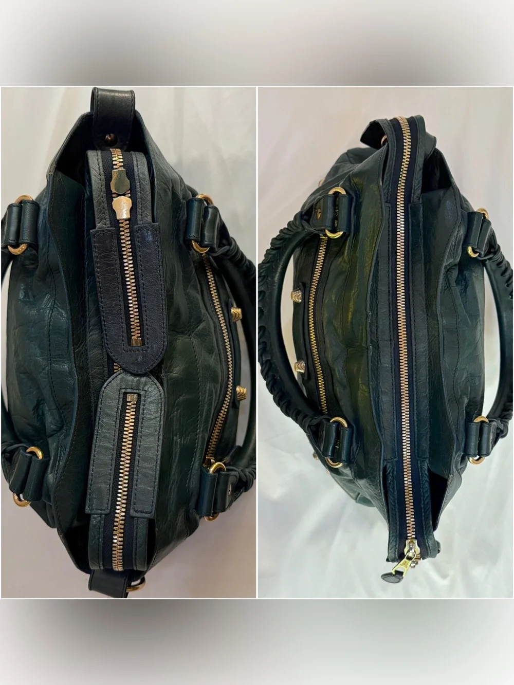 Dark green Balenciaga City bag with Strap